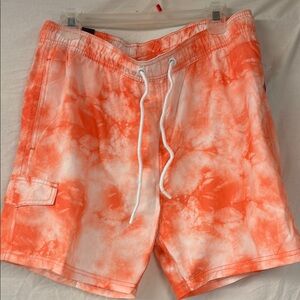 US Apparel Orange Tie-Dye Men's Swim Trunks size XL